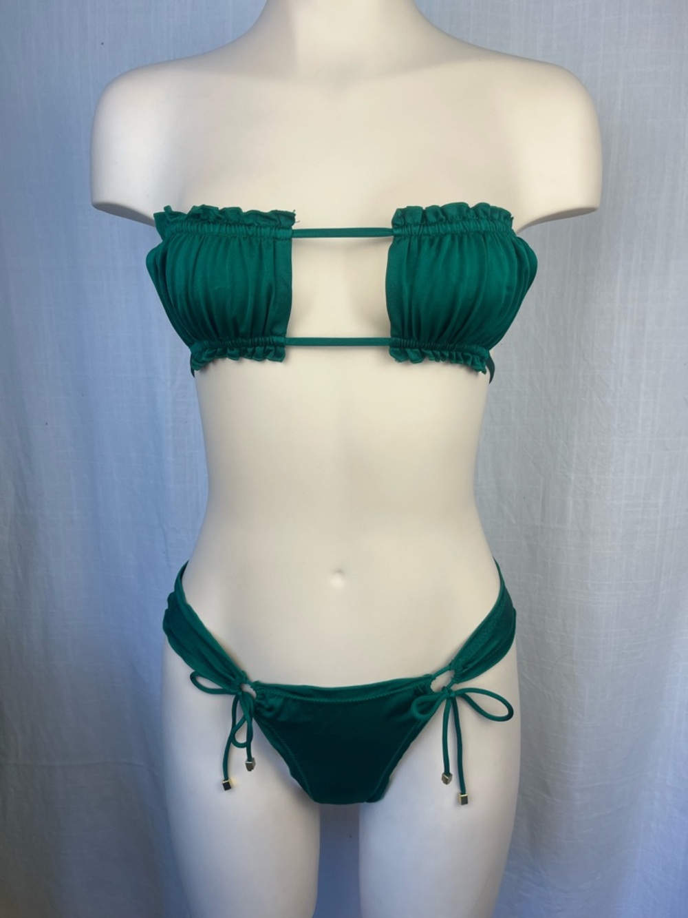 Sommer Swim Emerald Strap-Detail Bandeau Bikini Set